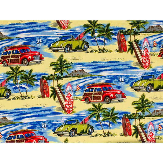 **NEW** "Show Off" 100% Cotton Mens Elastic Waist Board Shorts - 17.5" Outseam / 5" Inseam - Board Shorts World