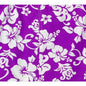 "Pure Hibiscus" Womens Elastic Waist Swim Board Shorts. REGULAR Rise + 5" Inseam (Purple) - Board Shorts World