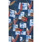 Elastic Waist Swim Trunks with Mesh Liner "Postcard" (Blue) CUSTOM - Board Shorts World