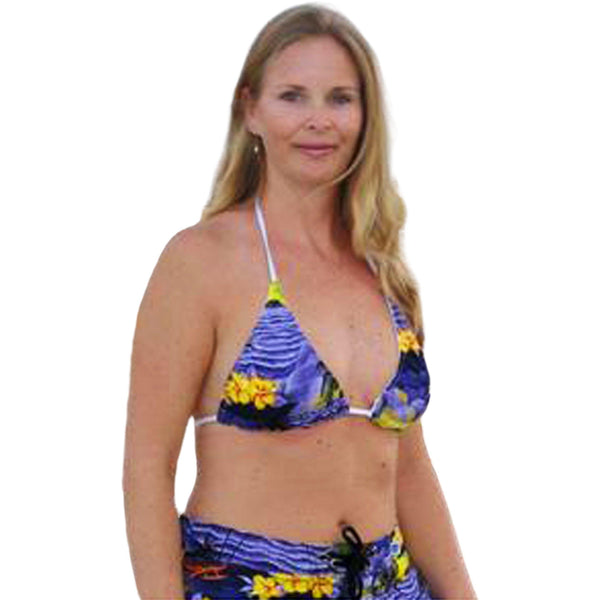 "Picture This" Beach + Ocean Scenic Print Bikini Top (Purple, Blue or Charcoal) - Board Shorts World
