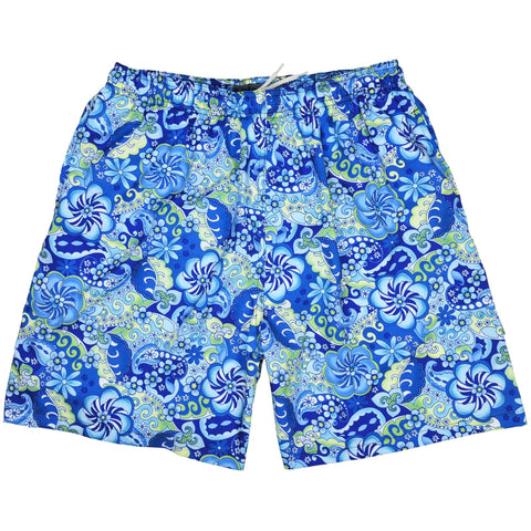 "Lucy in the Sky" Mens (6.5" Inseam / 19" Outseam) Swim Trunks (Blue) - Board Shorts World