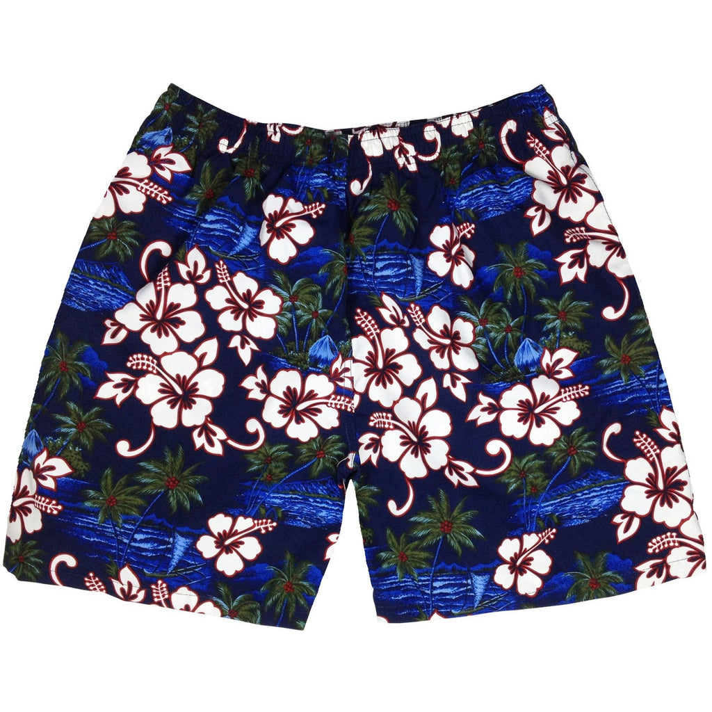 "State of Mind" Mens (6.5" Inseam / 19" Outseam) Swim Trunks (Navy) - Board Shorts World
