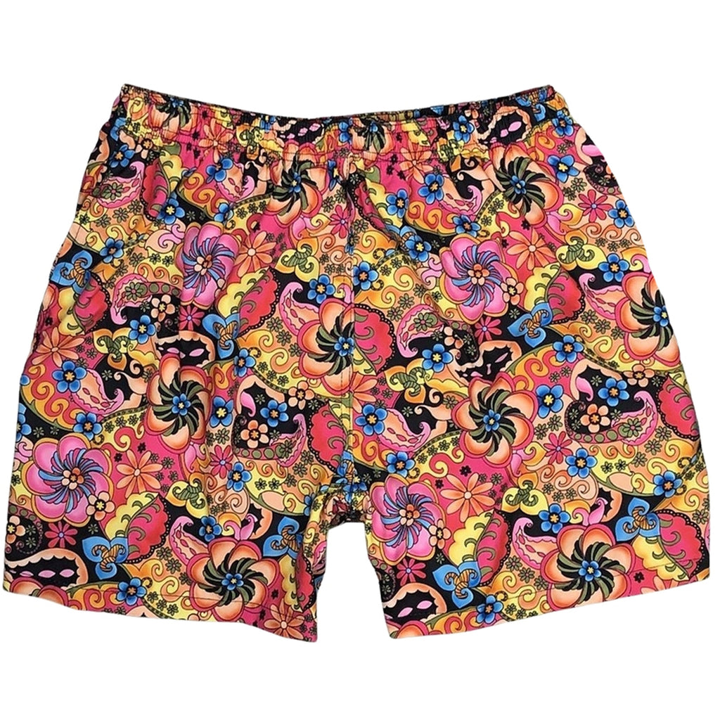 "Lucy in the Sky" Mens Swim Trunks (with mesh liner) - 17" Outseam / 4.5" Inseam (Black)