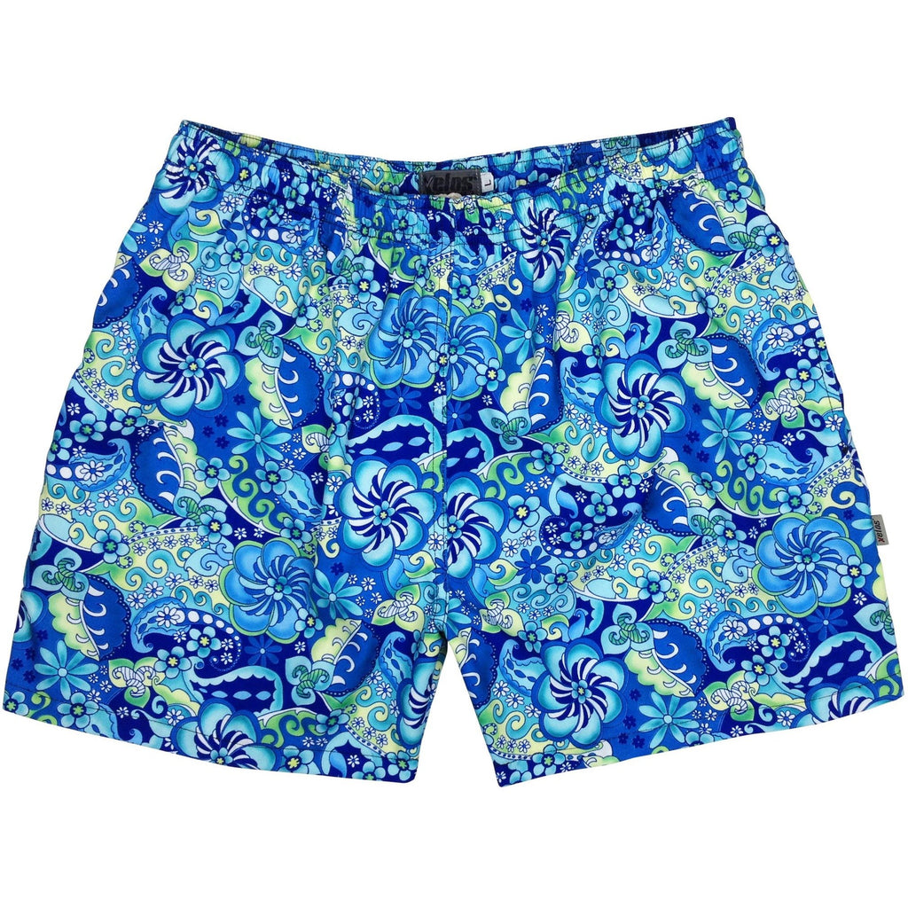 "Lucy in the Sky" Mens Swim Trunks (with mesh liner) - 17" Outseam / 4.5" Inseam (Blue or Black) - Board Shorts World - 1
