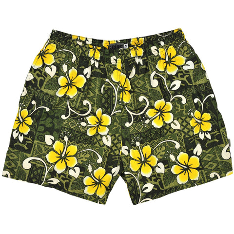 "Top Dog" Mens Swim Trunks (with mesh liner) - 17" Outseam / 4.5" Inseam (Olive or Blue) - Board Shorts World - 1
