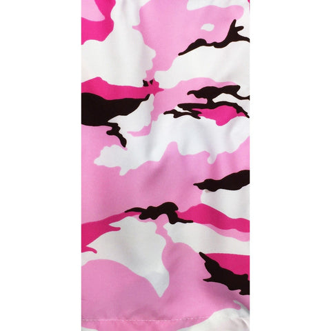 Lower Rise NON-Elastic Waist Board Shorts. "Stealth Fanatic" Camo (Pink+Brown) Womens CUSTOM