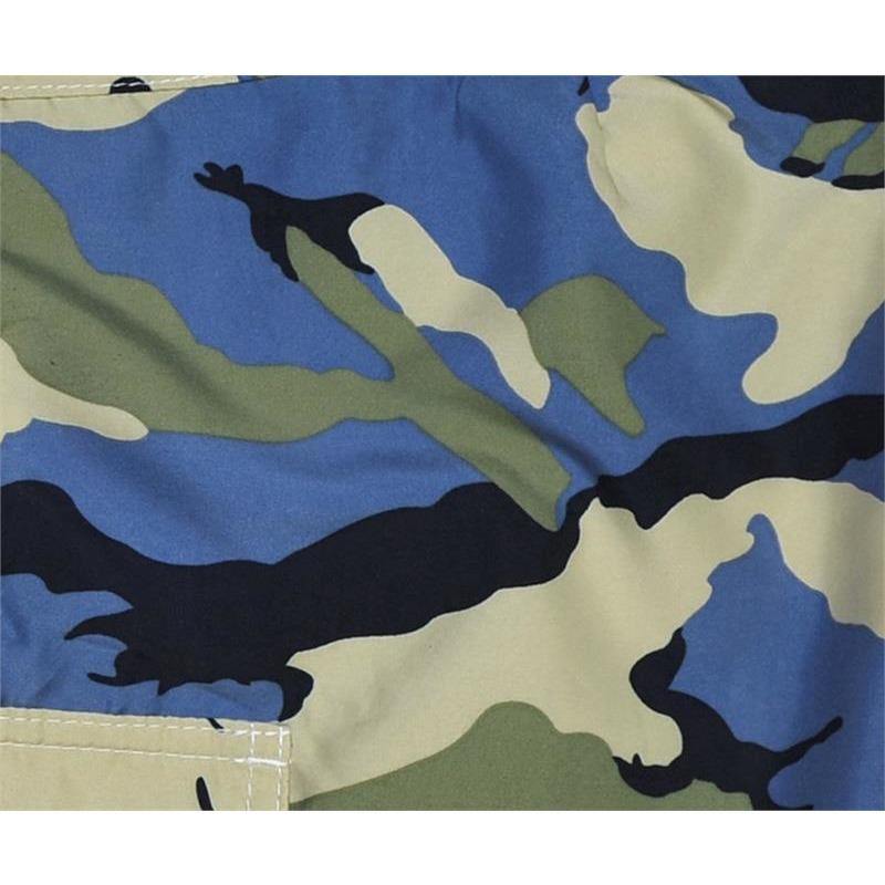 "Stealth Fanatic" Camo Print Womens Board Shorts - Regular Rise / 10.5" Inseam (Sand+Baby Blue) - Board Shorts World
