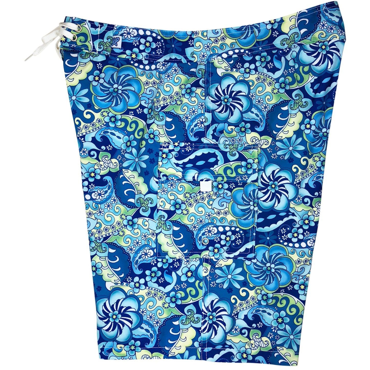 Fixed (Non Elastic) Waist Womens Board Shorts "Lucy in the Sky" (Blue) * CUSTOM *