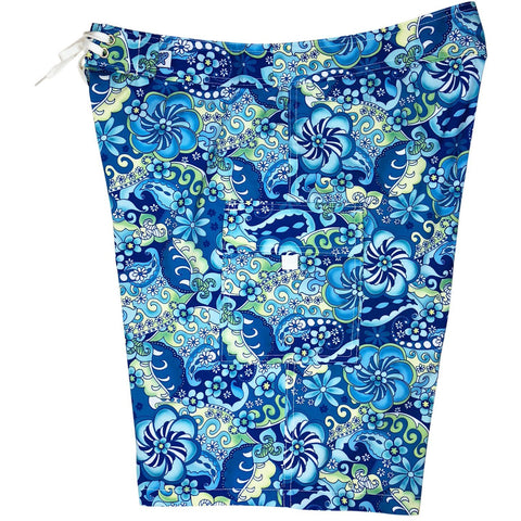 "Lucy in the Sky" Womens Board Shorts - Regular Rise / 10.5" Inseam (Blue)