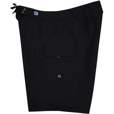 "A Solid Color" Women's Board Shorts - Regular Rise / 10.5" Inseam (Black + Black Stitching) - Board Shorts World