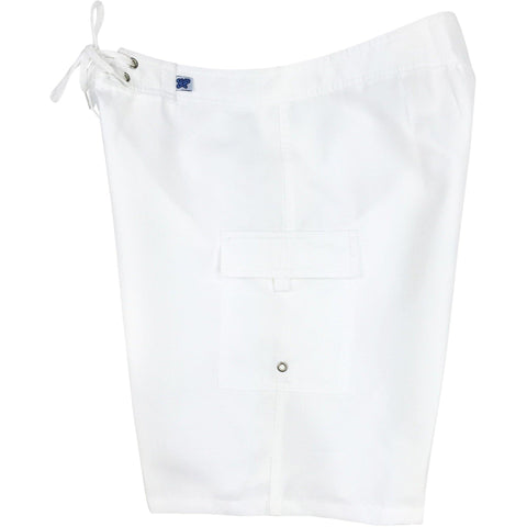 "A Solid Color" Women's Board Shorts - Regular Rise / 10.5" Inseam (White) - Board Shorts World
