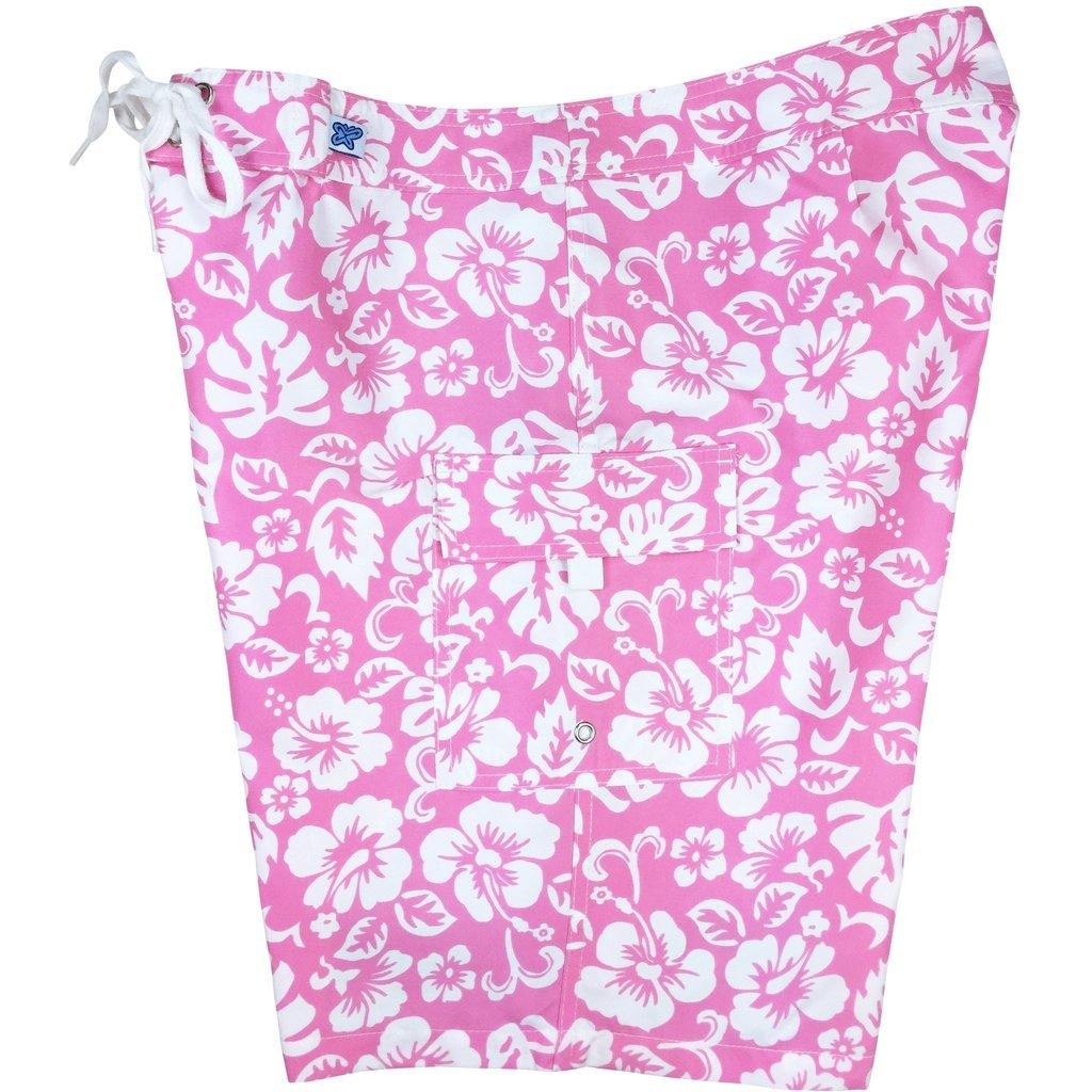 "Pure Hibiscus Too" Girls Board (Swim) Shorts - 8.5" Inseam (Pink) *SALE* - Board Shorts World