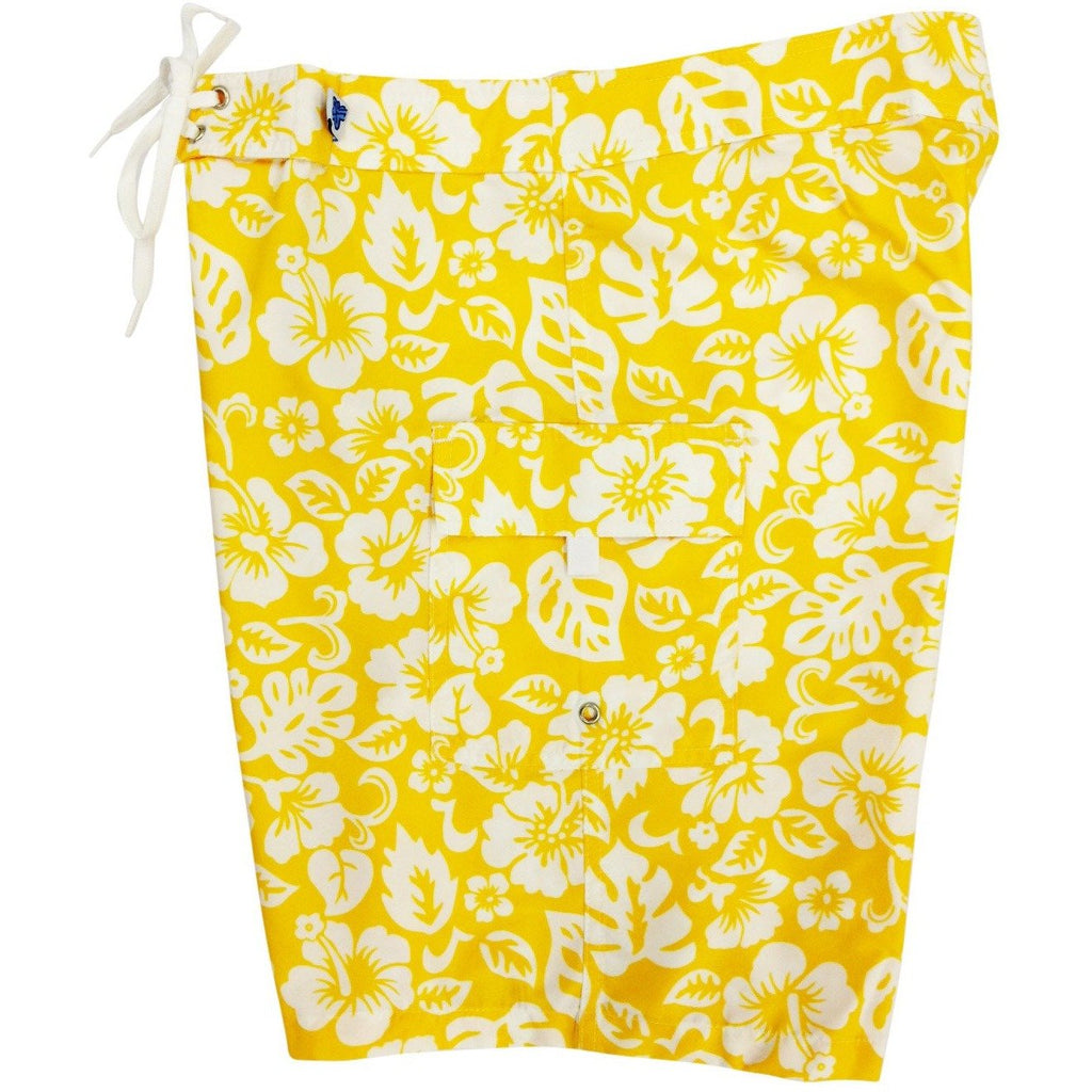 "Pure Hibiscus Too" Womens Board Shorts - Regular Rise / 10.5" Inseam (Yellow, Green, or Orange) **SALE** - Board Shorts World - 1