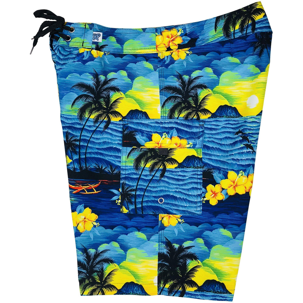 "Picture This" Womens Board Shorts - Regular Rise / 10.5" Inseam (Blue) - Board Shorts World