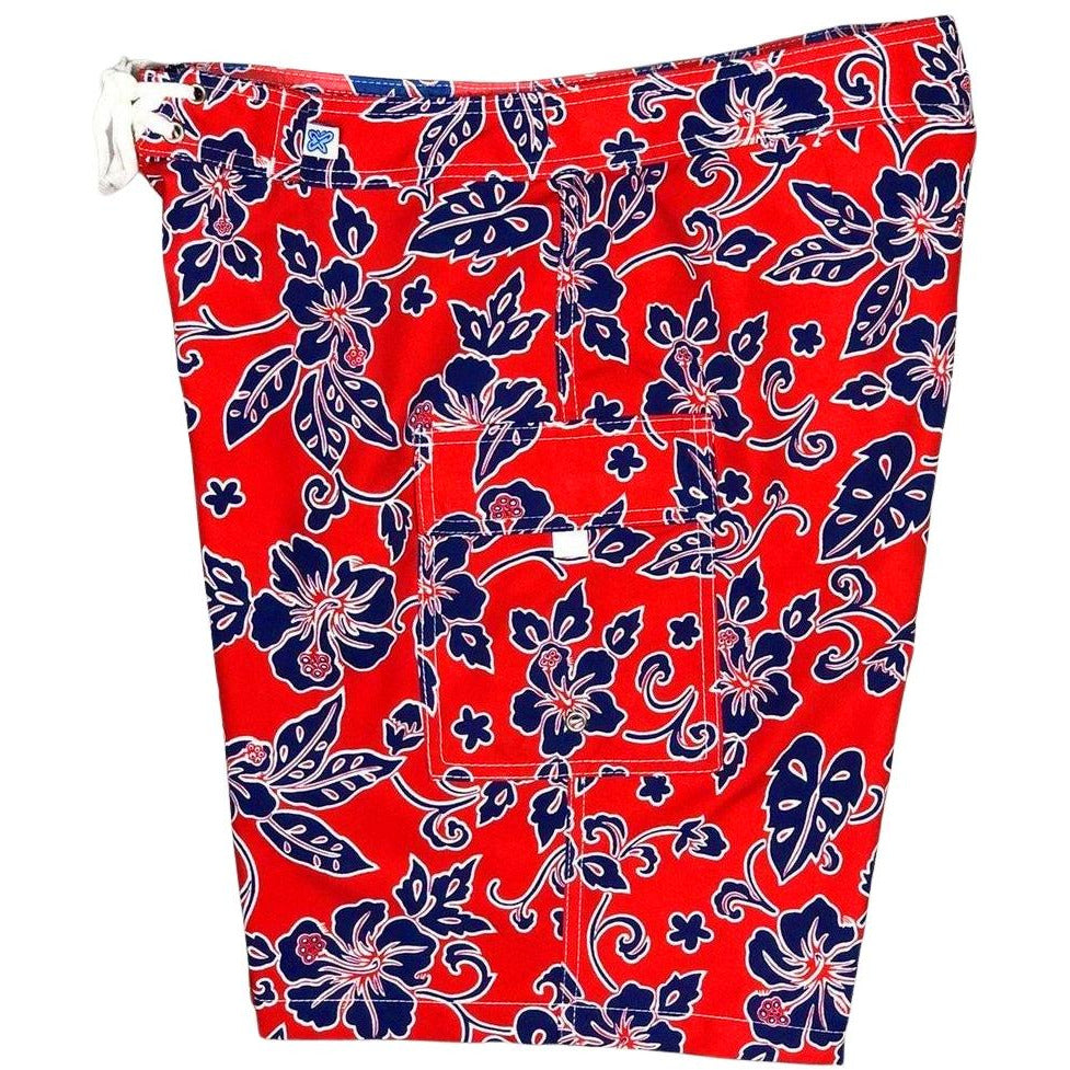 "Warming Trend" Womens Board Shorts - Regular Rise / 10.5" Inseam (Red+Blue)