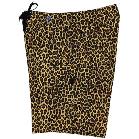 "Wild Weekend" Cheetah Print Womens Board Shorts - Regular Rise / 10.5" Inseam (Brown) - Board Shorts World