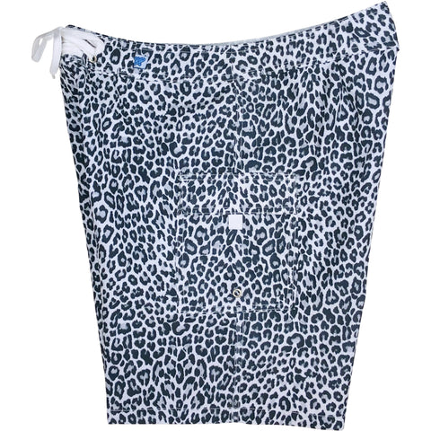"Wild Weekend" Cheetah Print Womens Board Shorts - Regular Rise / 10.5" Inseam (Charcoal)