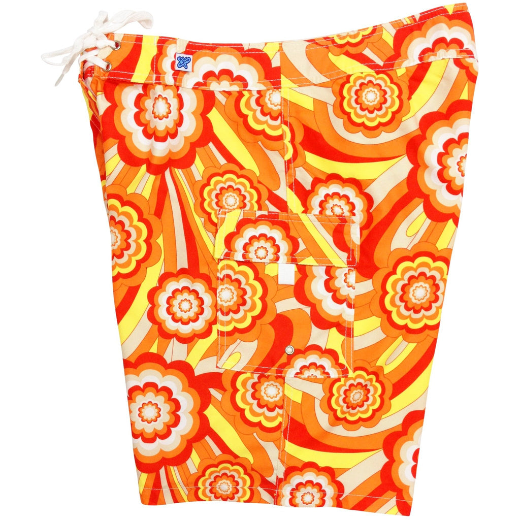 Fixed (Non Elastic) Waist Womens Board Shorts "Yellow Brick Road" (Orange) * CUSTOM *