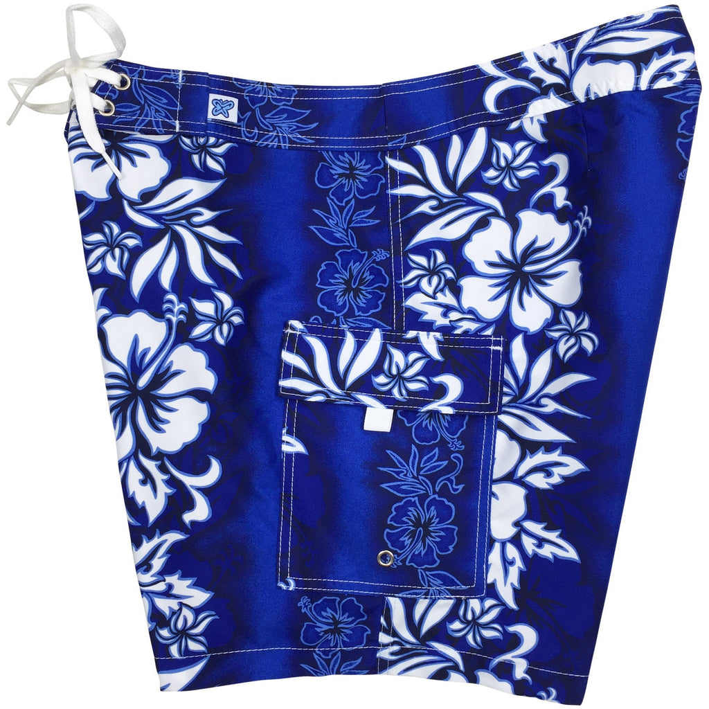 "Conga Line" Womens Board Shorts - Regular Rise / 7" Inseam (Blue)