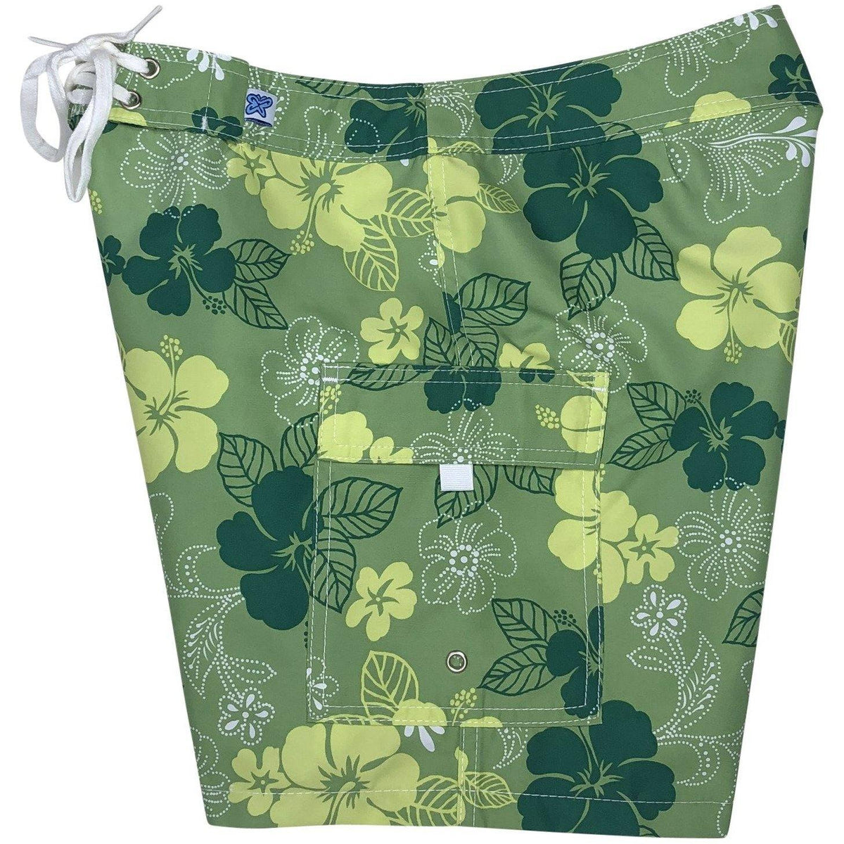 "Dew Drops" Womens Board Shorts - Regular Rise / 7" Inseam (Green) *SALE* - Board Shorts World