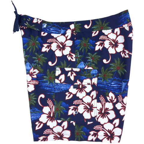 "State of Mind" Womens Board Shorts - Regular Rise / 7" Inseam (Navy)