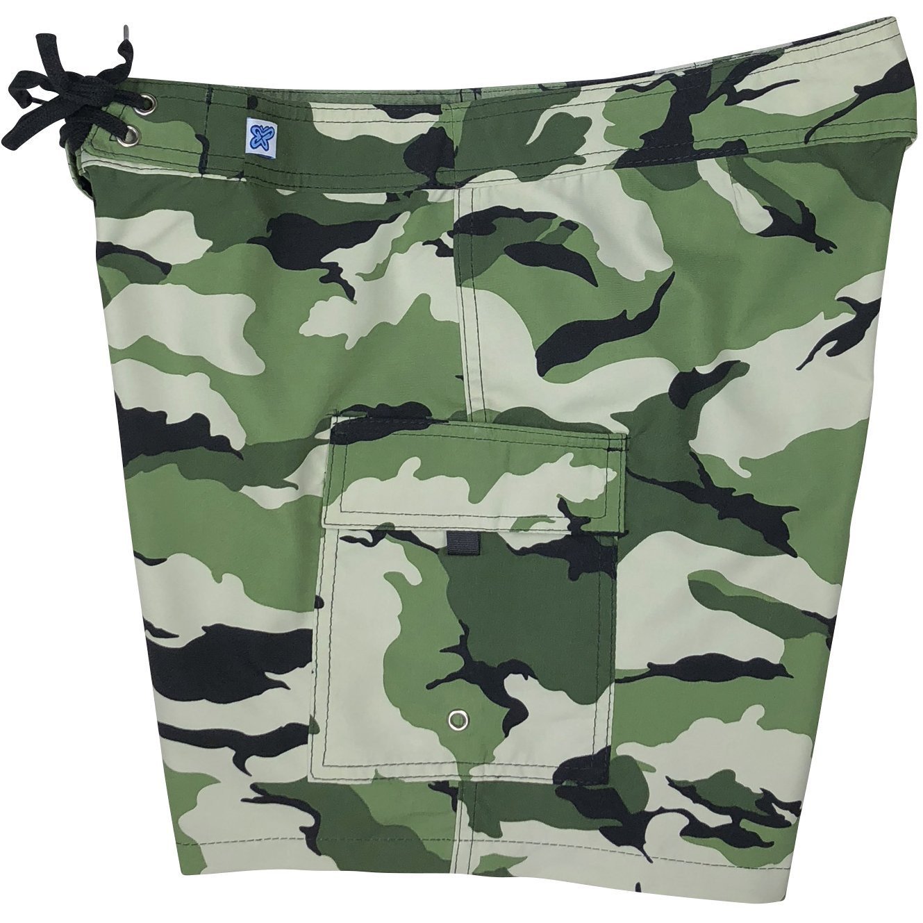 "Stealth Fanatic" Camo Print Womens Board Shorts - Regular Rise / 7" Inseam (Moss) - Board Shorts World