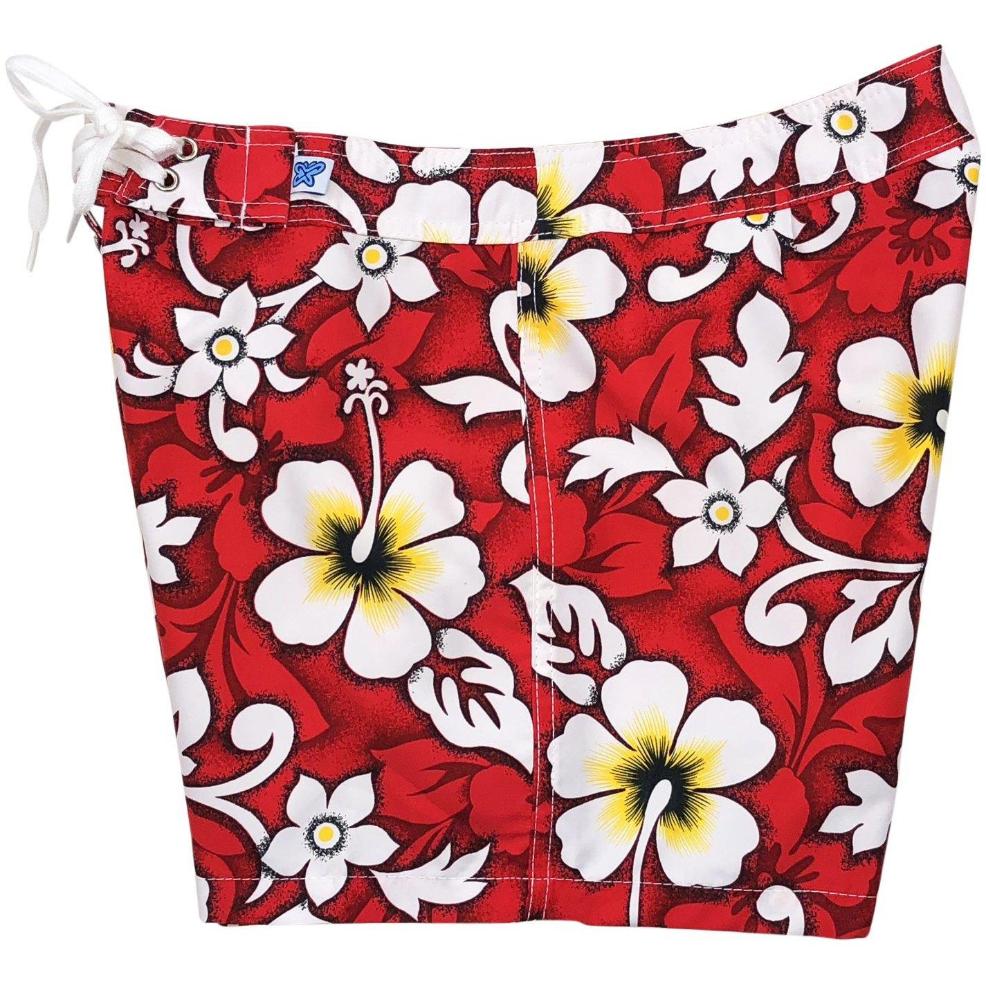 "Charm School" Board Shorts - Regular Rise / 5" Inseam (Red) - Board Shorts World