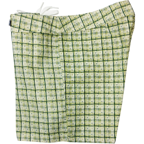 "Jetson Plaid" 100% Cotton Dobby Board Shorts - Regular Rise / 5" Inseam (Green) *SALE* - Board Shorts World