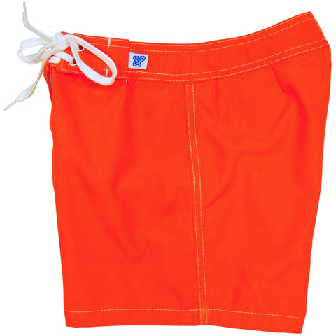 "A Solid Color" Women's (Swim) Board Shorts - Regular Rise / 5" Inseam (Orange, Royal, Cinnamon, Denim or White) - Board Shorts World - 1