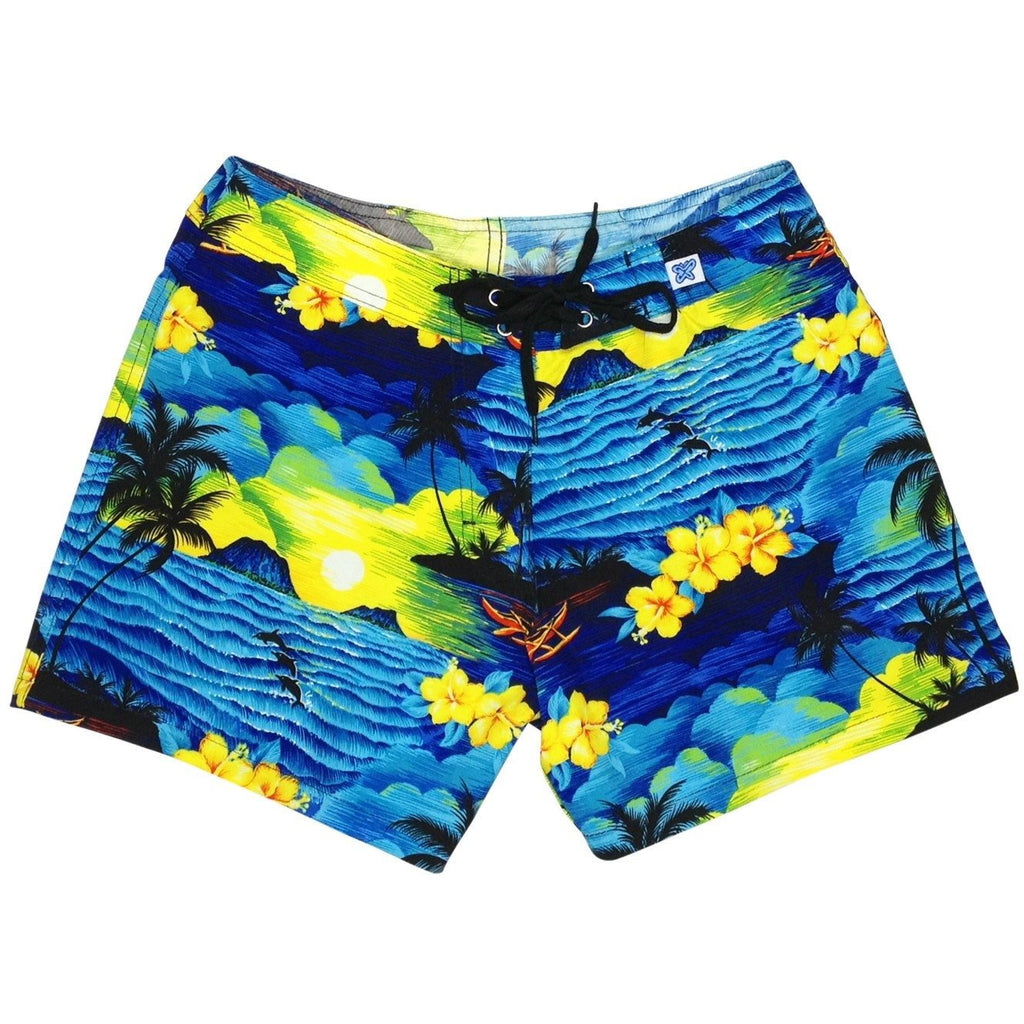 "Picture This" Board Shorts - Regular Rise / 5" Inseam (Blue) - Board Shorts World
