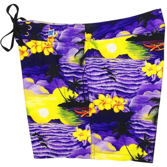 "Picture This" Board Shorts - Regular Rise / 5" Inseam (Purple) - Board Shorts World