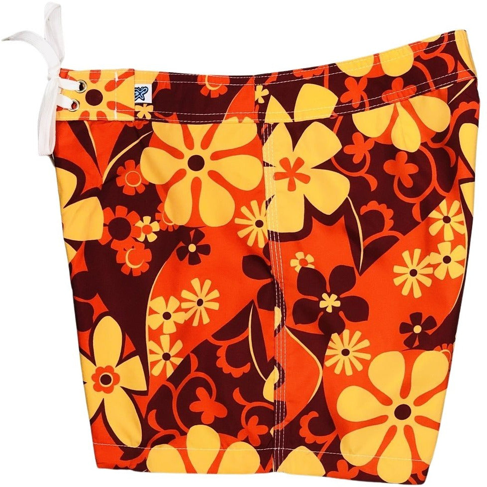 Fixed (Non Elastic) Waist Womens Board Shorts "Rum Runner" (Orange) * CUSTOM *